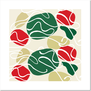 Christmas abstract green red pattern Posters and Art